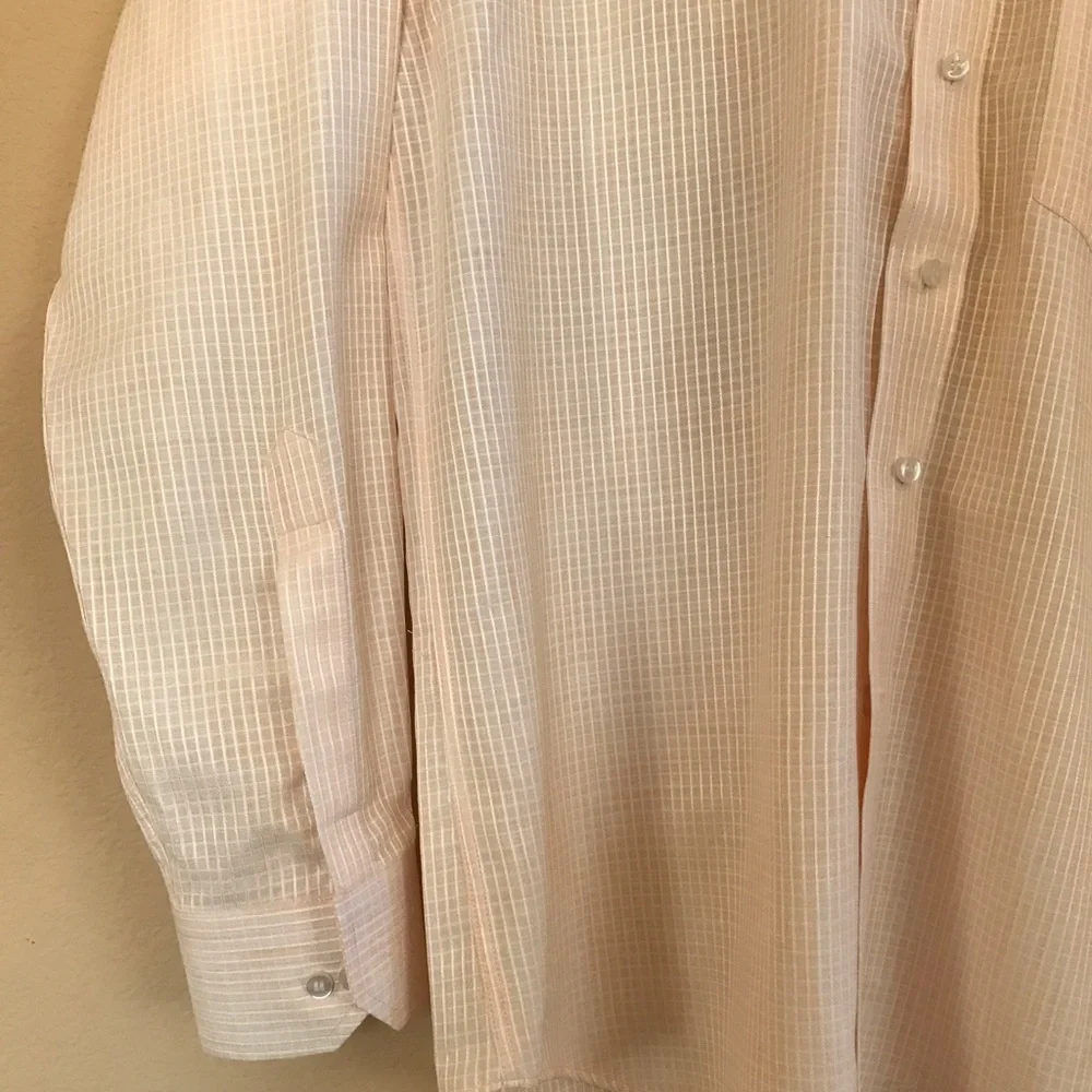 🍏 5 for $30 Men's formal dress shirt peach white - Picture 4 of 8